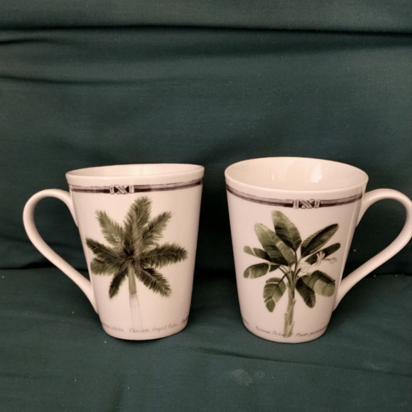 Coastal mugs, diff. names & palm trees on each. 2 mugs for $11.00. - Picture 1 of 7